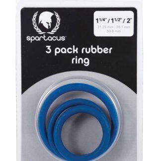 Spartacus Rubber Cock Ring Set- Blue Pack of 3