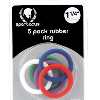 Spartacus 1.25" Rubber Cock Ring Set - Rainbow Pack of 5