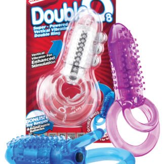 Screaming O DoubleO 8 Vibrating Double Cock Ring - Asst. Colors