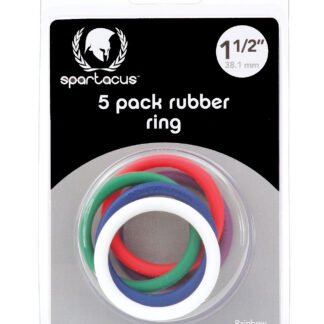 Spartacus 1.5" Rubber Cock Ring Set - Rainbow Pack of 5