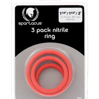 Spartacus Nitrile Cock  Ring Set - Red Pack of 3
