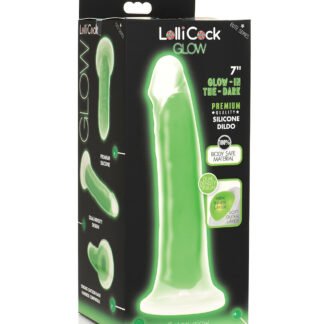 Curve Toys Lollicock 7" Glow In The Dark Silicone Dildo - Green