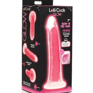 Curve Toys Lollicock 7" Glow In The Dark Silicone Dildo - Pink