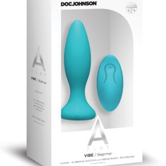 A Play Rechargeable Silicone Beginner Anal Plug w/Remote - Teal