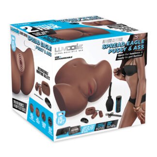 Luvdollz Remote Control Rechargeable Spread Eagle Pussy & Ass w/Douche - Mocha