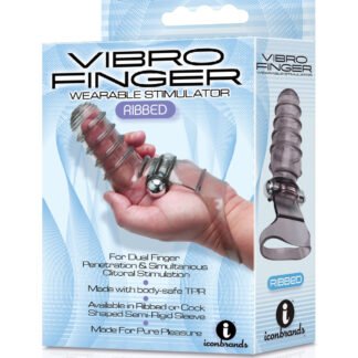 The 9's Vibrofinger Ribbed Finger Massager - Grey