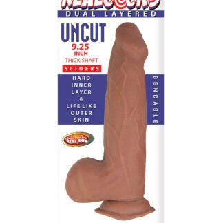 Realcocks Dual Layered Uncut Sliders 9.25" Thick Shaft - Brown