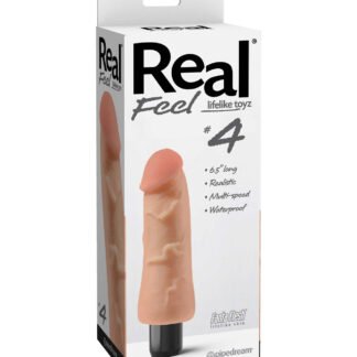 Real Feel No. 4  Long 6" Vibe Waterproof - Mutli-speed Flesh