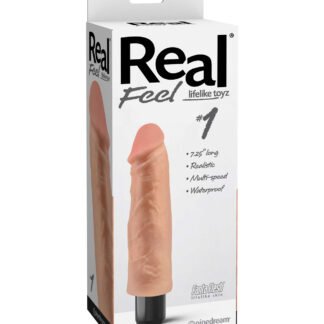 Real Feel No. 1  Long 7.5" Vibe Waterproof - Mutli-speed Flesh