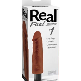 Real Feel No. 1  Long 7.5" Vibe Waterproof - Mutli-speed Brown