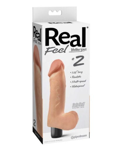 Real Feel No.2 Long 7.5" Vibe Waterproof - Mutli-speed Flesh