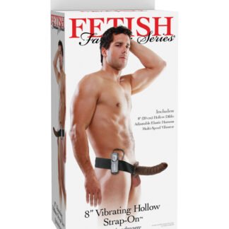 Fetish Fantasy Series 8" Vibrating Hollow Strap On - Brown