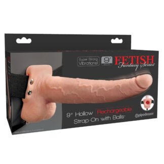 Fetish Fantasy Series 9" Hollow Rechargeable Strap On w/Balls - Flesh