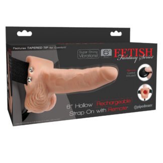 Fetish Fantasy Series 6" Hollow Rechargeable Strap On w/Remote - Flesh