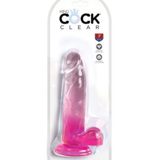 King Cock Clear 7" Cock w/Balls - Pink