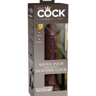 King Cock Elite 7" Dual Density Silicone Cock - Brown