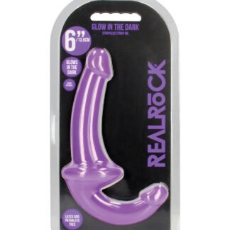 Shots RealRock 6" Strapless Strap On Glow in the Dark - Neon Purple