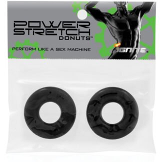 Ignite Power Stretch Donut Cock Ring - Black Pack of 2