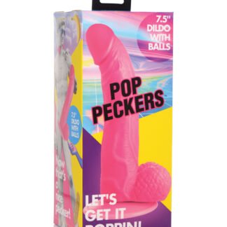 Pop Peckers 7.5" Dildo w/Balls - Pink