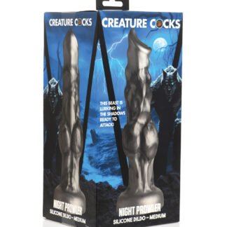 Creature Cocks Night Prowler Silicone Dildo - Medium Black/Silver