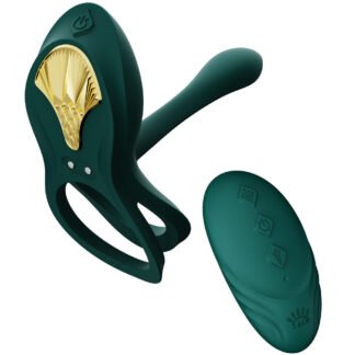 ZALO Bayek Vibrating Couples Ring w/Remote - Turquoise Green